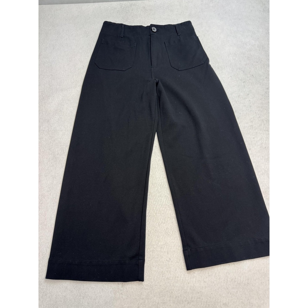 Jones New York Pants Women's 8 Black Ponte Cropped Wide Leg Stretch Work Career